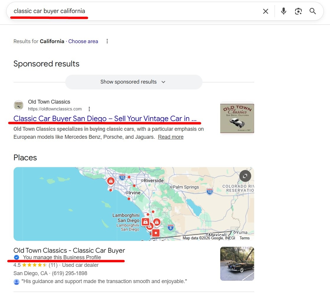 Classic Car Buyer SEO California